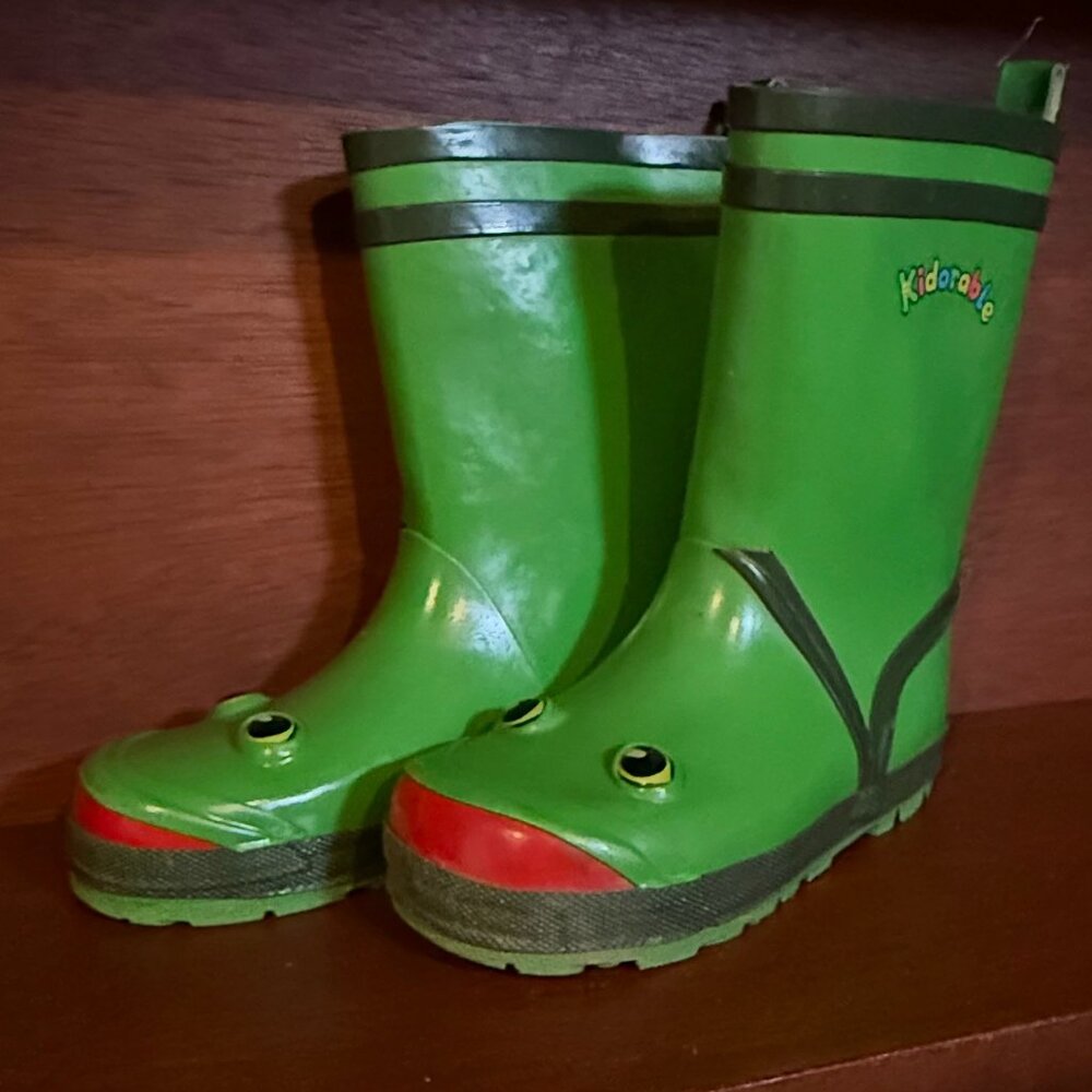 🐸 KIDORABLE FROG EYES Natural Rubber Rain Boots Kids Size 11